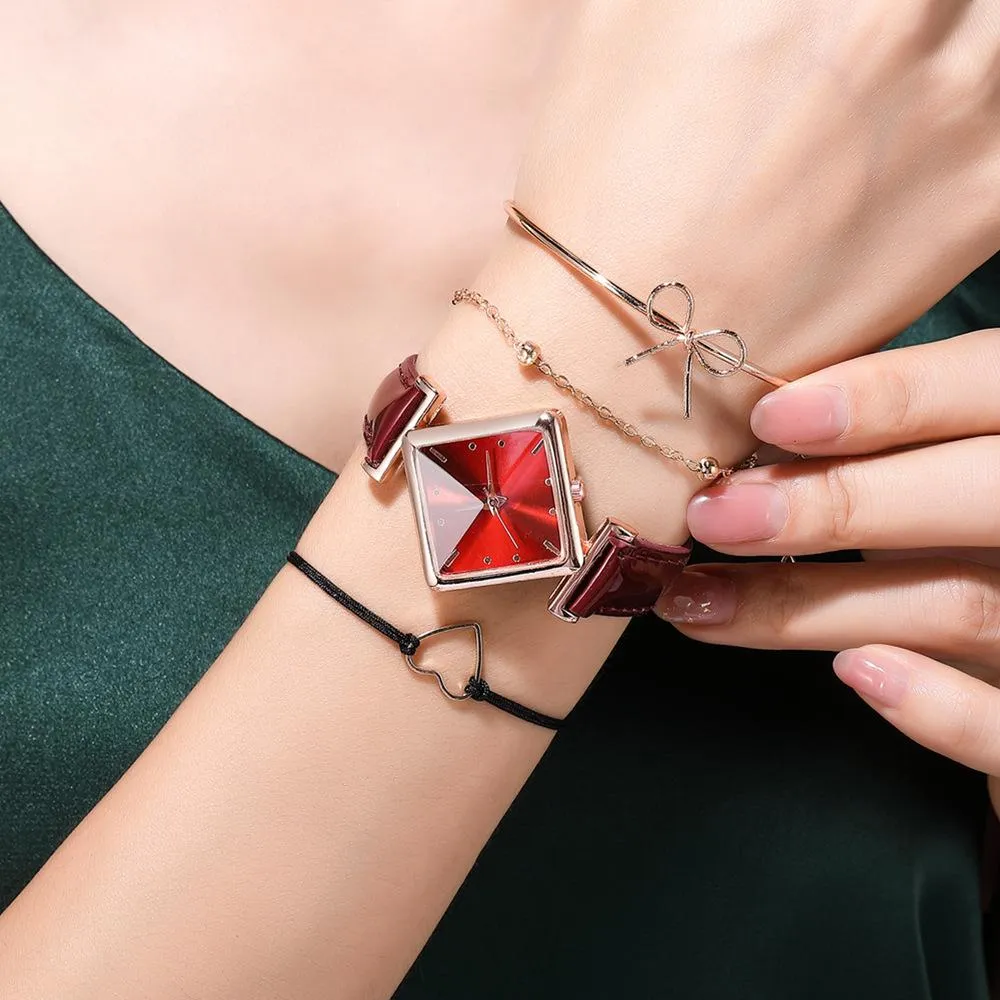 Sidiou Group Elegant Simple Rectangle Ladies Watch Silver Quartz Clock Women's Fashion Casual Retro Leather Watches Female Wristwatches