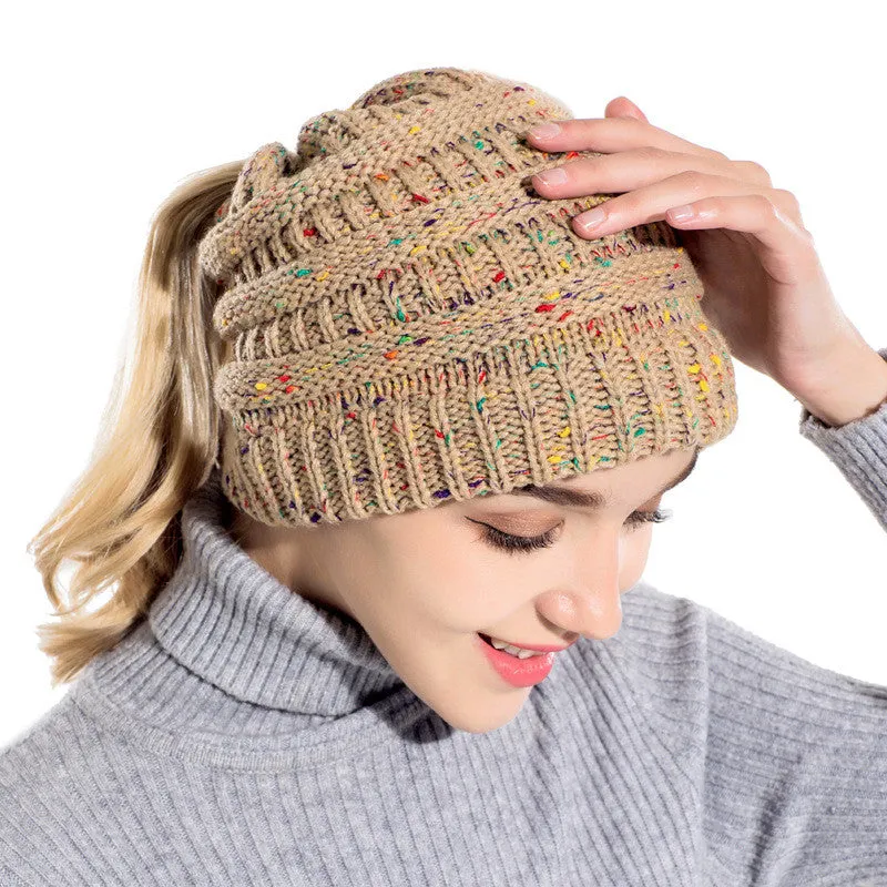 Sidiou Group Ponytail Beanie Hat Winter Beanies Warm Caps Female Knitted Stylish Hats