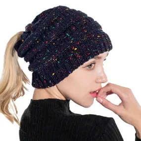 Sidiou Group Ponytail Beanie Hat Winter Beanies Warm Caps Female Knitted Stylish Hats