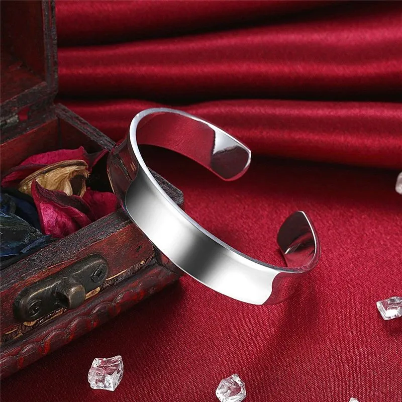 Silver Flat Smooth 12mm Adjustable Bangle/Cuff