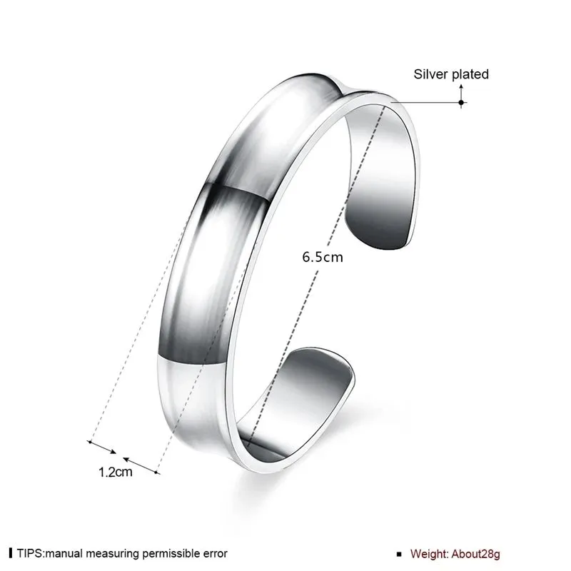 Silver Flat Smooth 12mm Adjustable Bangle/Cuff