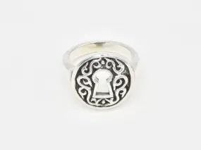 Silver Keyhole Ring - Vintage Key Ring - Celtic Key Ring