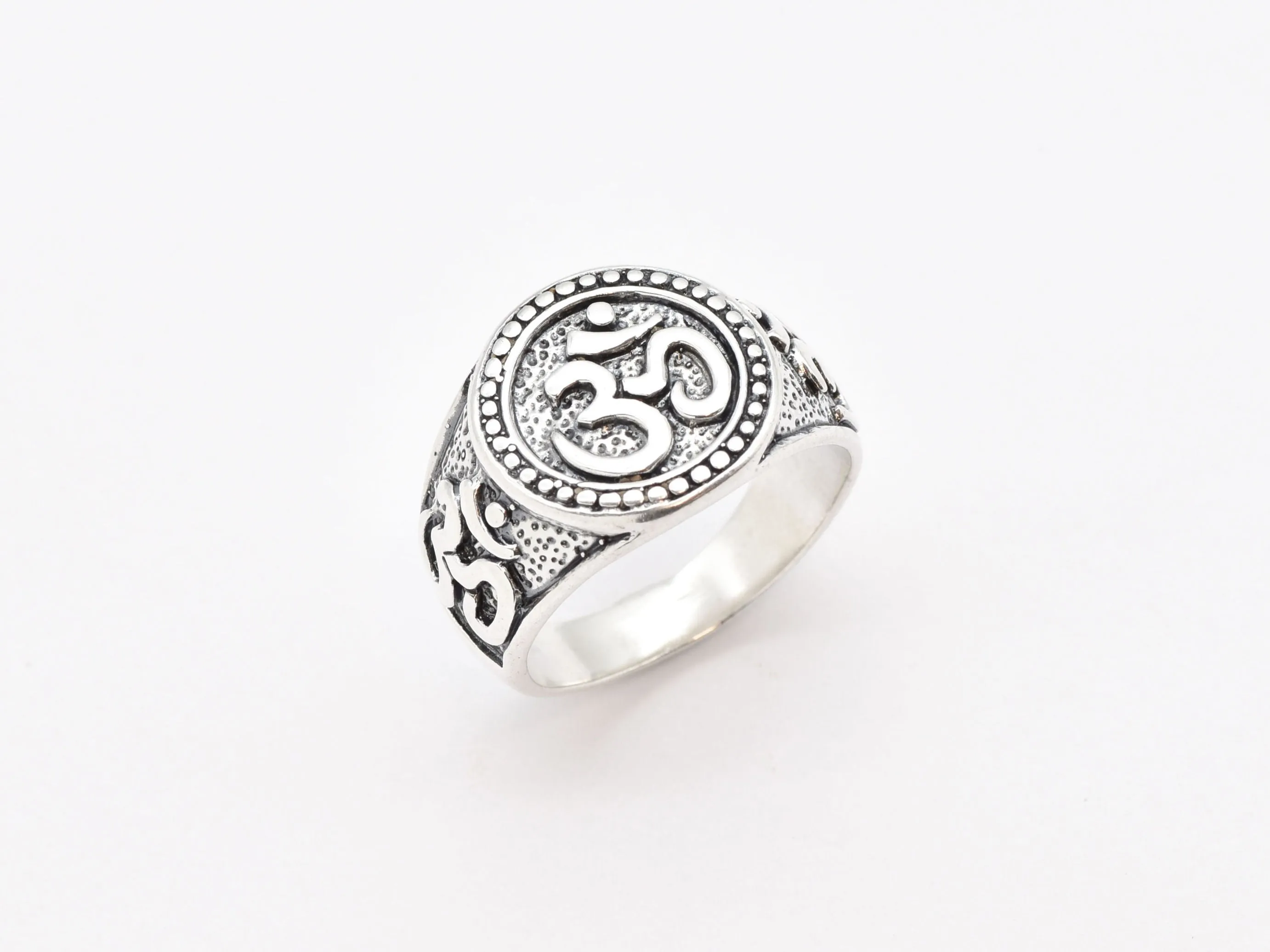 Silver Ohm Ring - Vintage Om Ring - Chunky Signet Ring