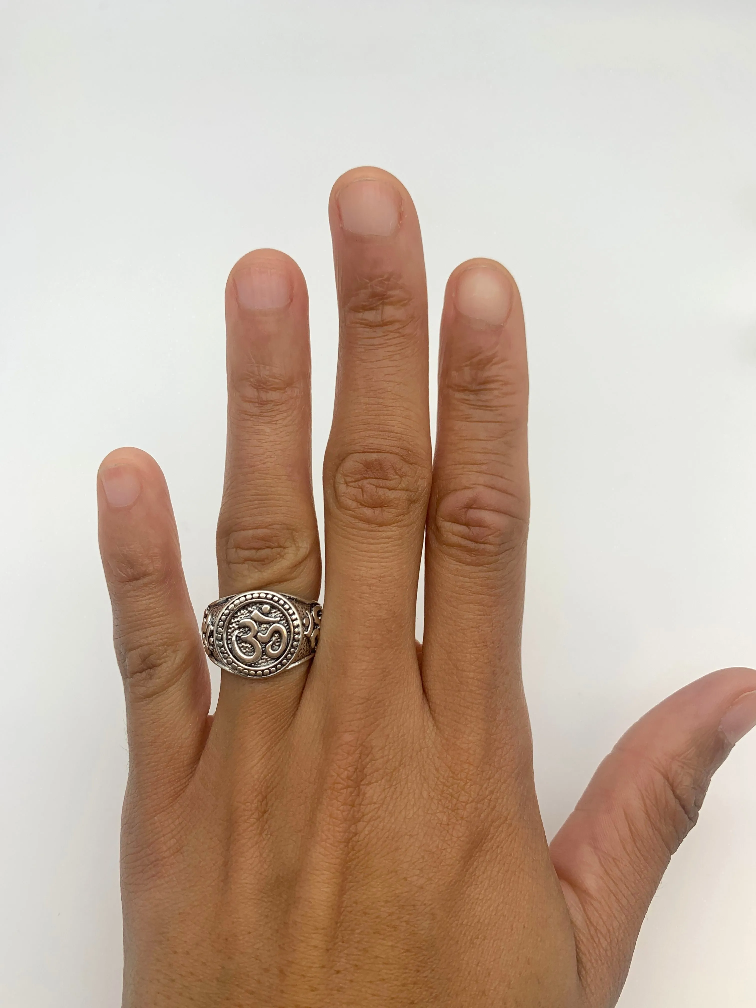 Silver Ohm Ring - Vintage Om Ring - Chunky Signet Ring