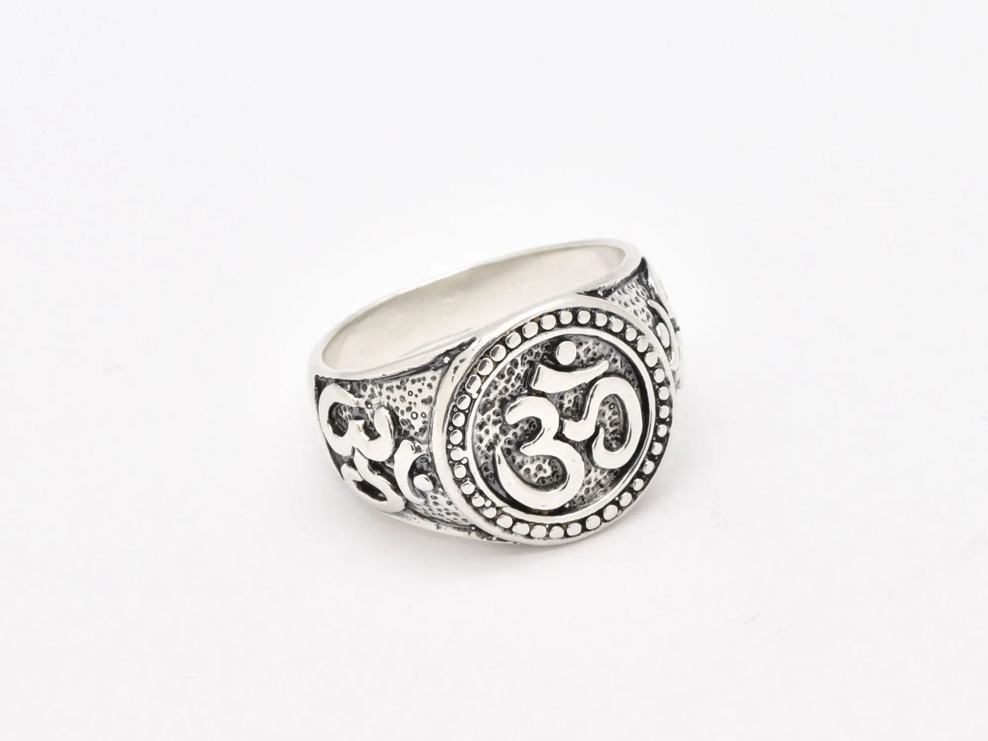 Silver Ohm Ring - Vintage Om Ring - Chunky Signet Ring