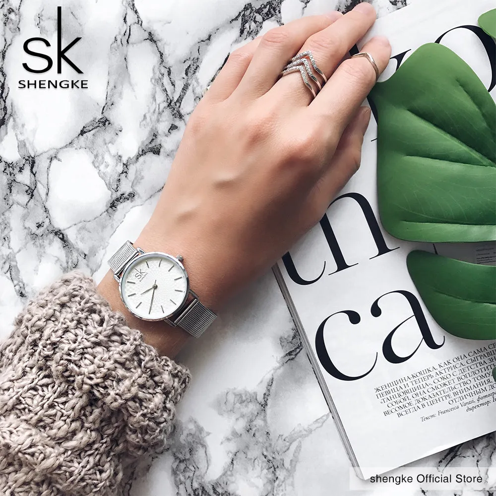 SK super-slim stainless steel wristwatch
