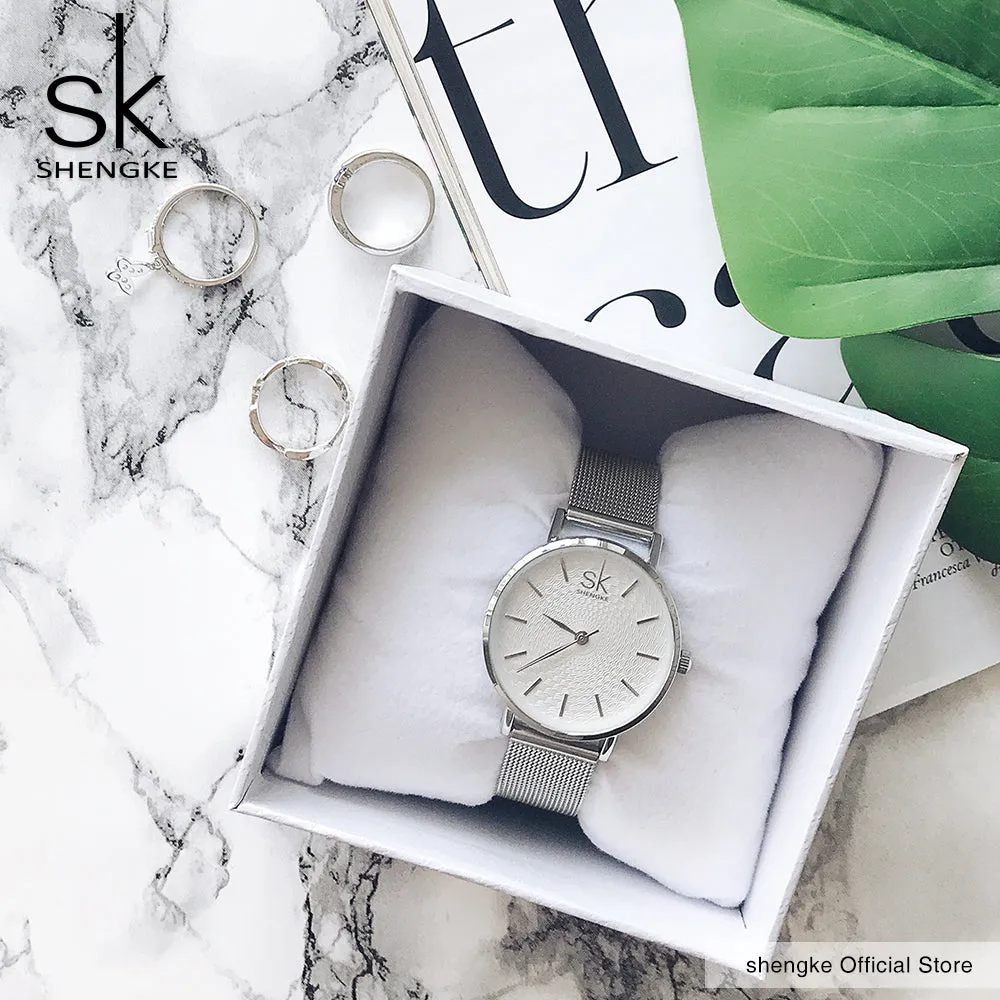 SK super-slim stainless steel wristwatch