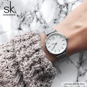 SK super-slim stainless steel wristwatch
