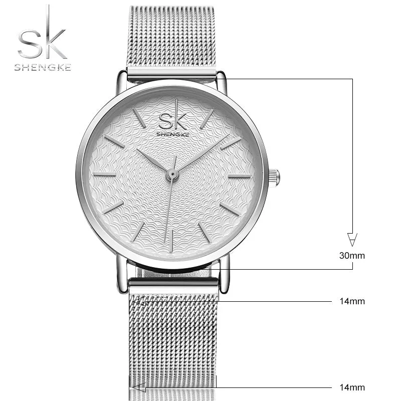 SK super-slim stainless steel wristwatch