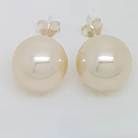 Sterling silver 14mm large pearl stud earring 33660