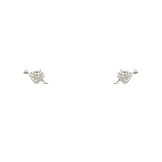 Sterling Silver CZ Heart Studs Earrings