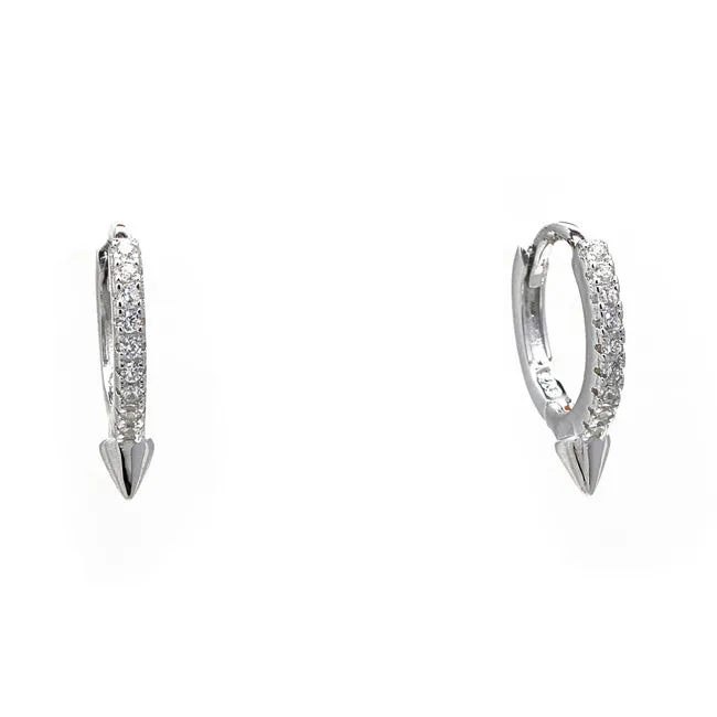 Sterling Silver CZ Spike Huggie Earring