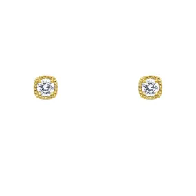 Sterling Silver Gold Plated CZ Studs Earrings