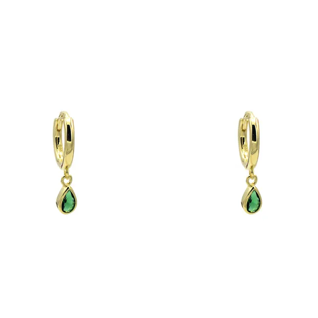 Sterling Silver Gold Plated CZ Teardrop Dangle Earring