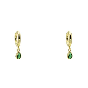 Sterling Silver Gold Plated CZ Teardrop Dangle Earring