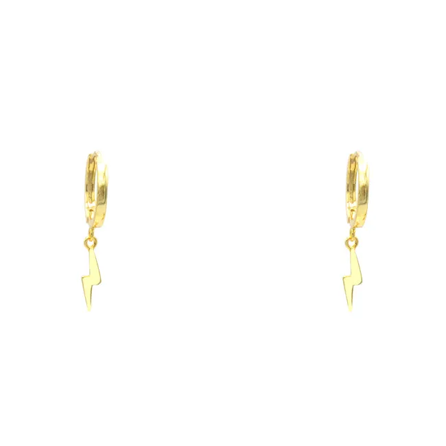 Sterling Silver Gold Plated Lightning Bolt Dangle Earring
