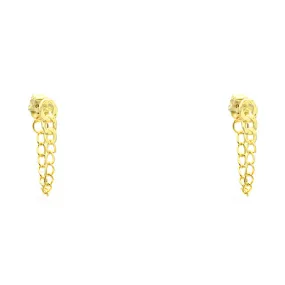 Sterling Silver Gold Plated Link Chain Dangle Earring