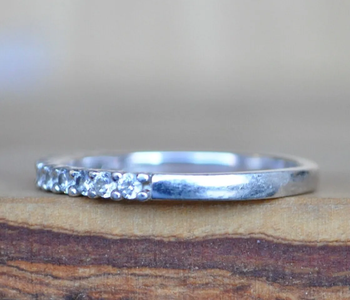 Sterling Silver Ring  - Size 9 Ring Size 9 (18.9 MM Band) - Brilliant Cut Cubic Zirconia Stones - 925 Silver