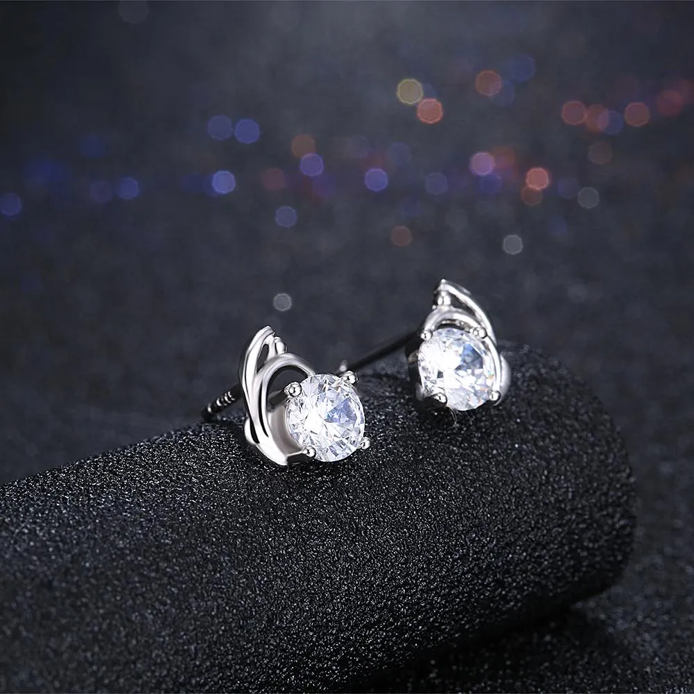 Sterling Silver Stud Earring with  Crystals