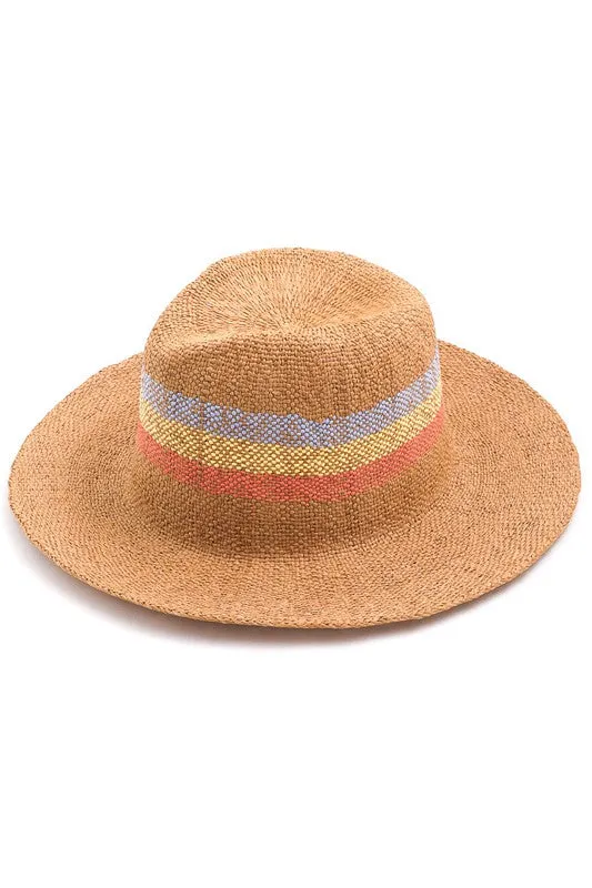 Straw Braid Striped Beach Hat
