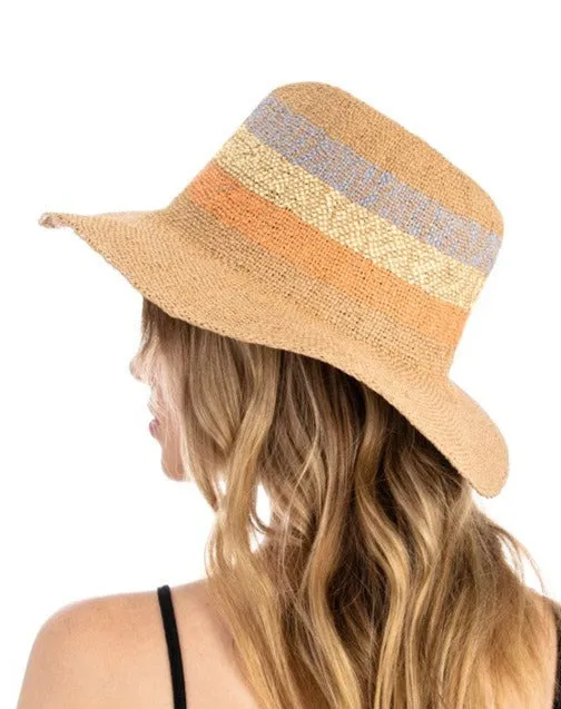 Straw Braid Striped Beach Hat