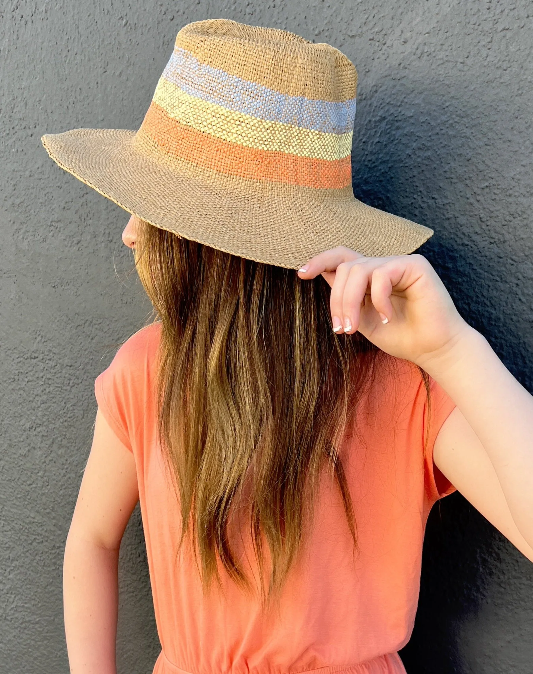 Straw Braid Striped Beach Hat
