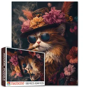 Stylish Cat with Cigars Jigsaw Puzzle