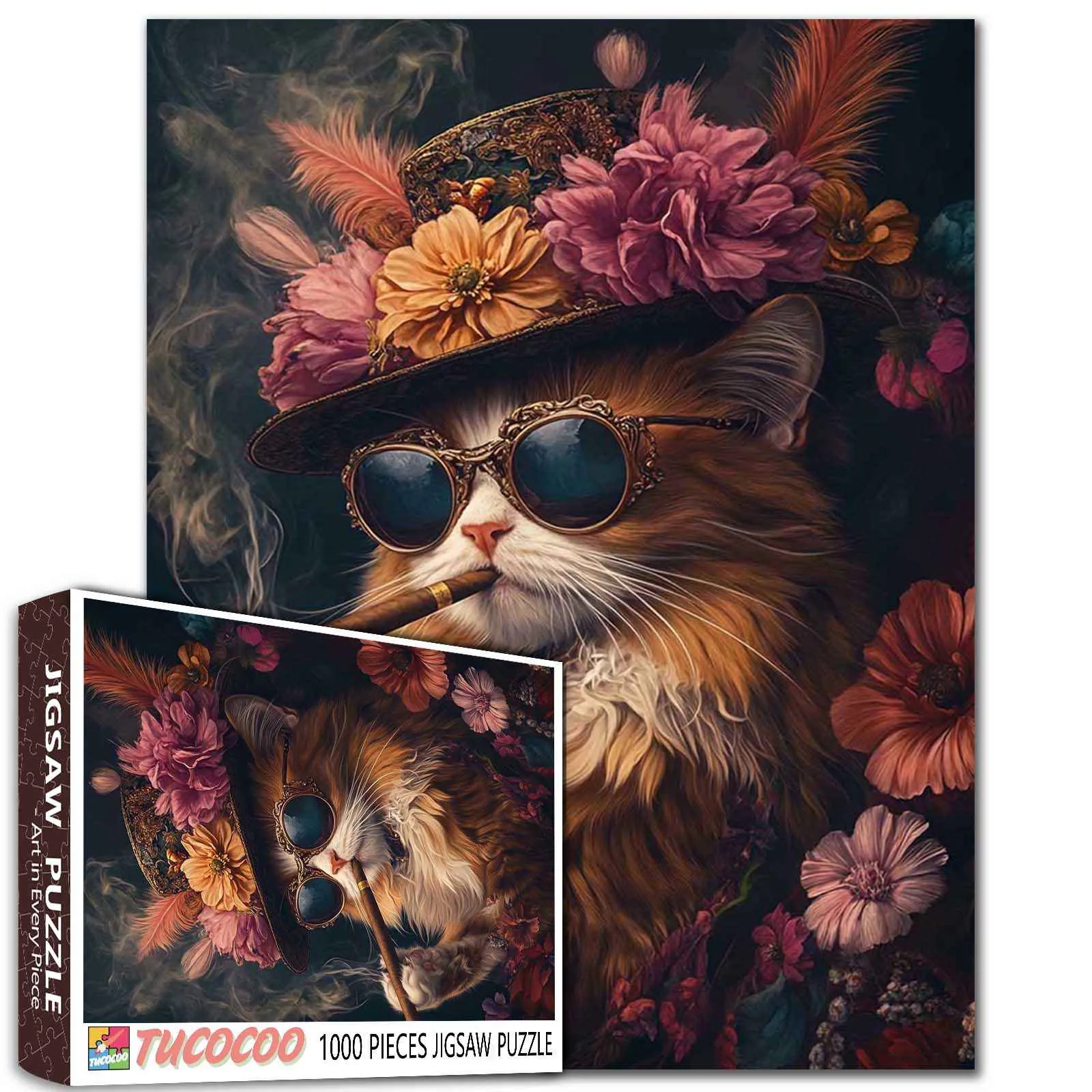 Stylish Cat with Cigars Jigsaw Puzzle