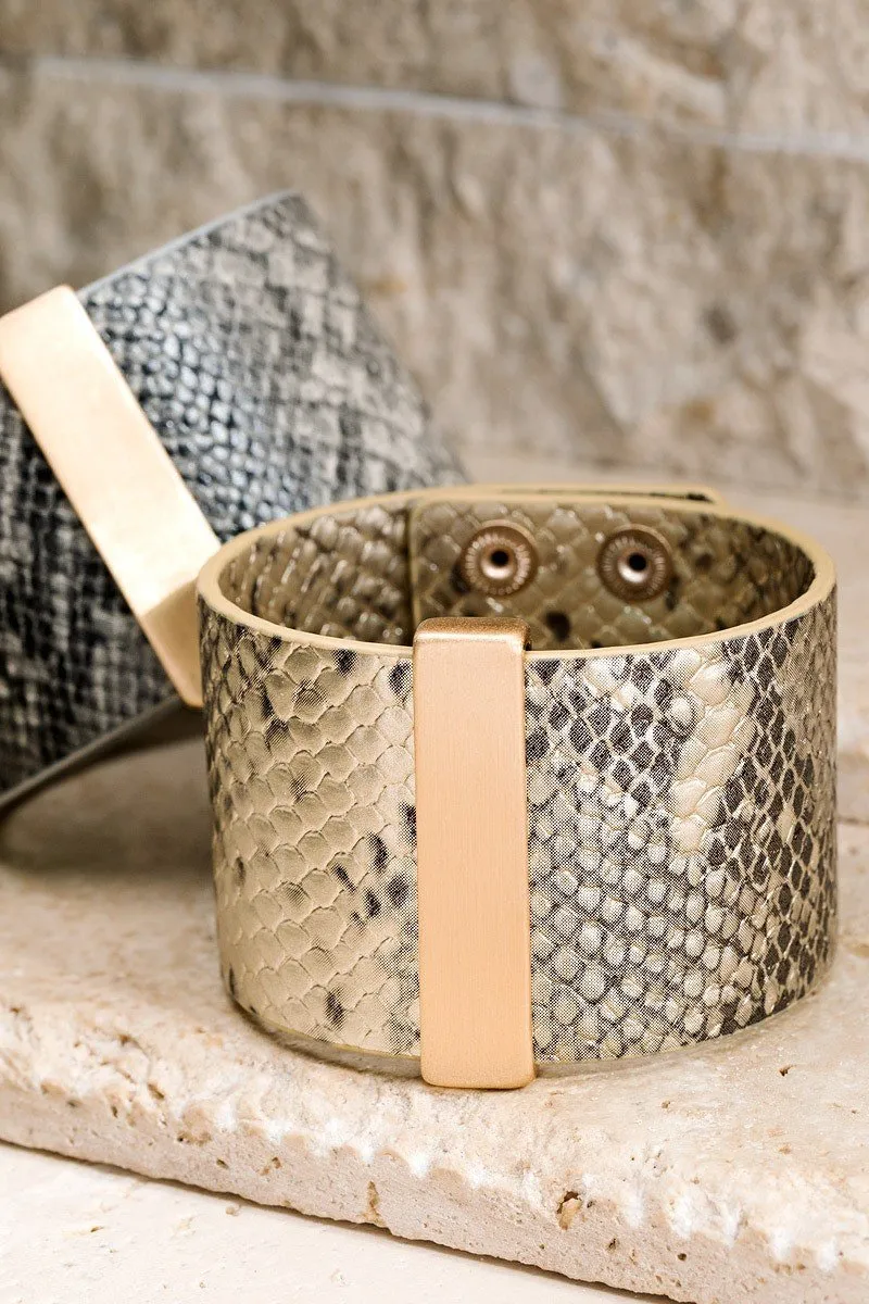 Stylish Faux Snakeskin Leather  Bracelet