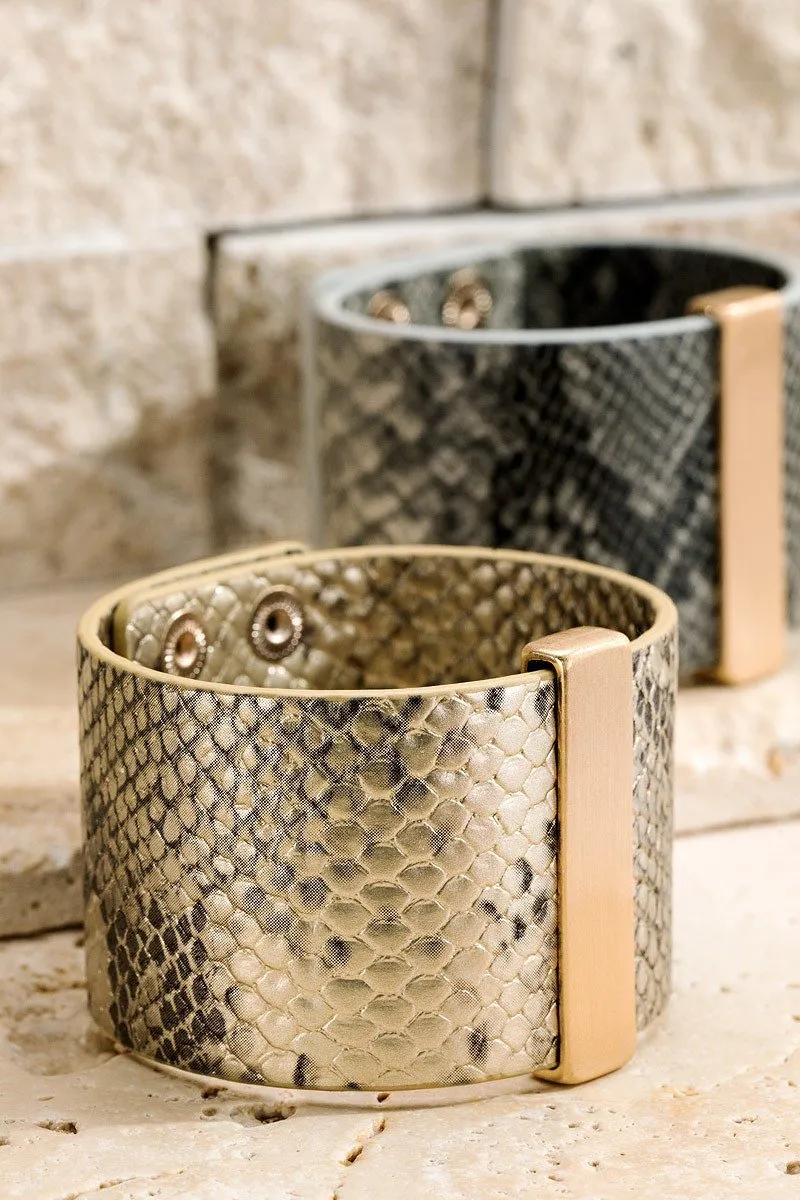 Stylish Faux Snakeskin Leather  Bracelet