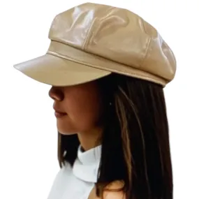 Stylish Leather Newsboy Cap for Women