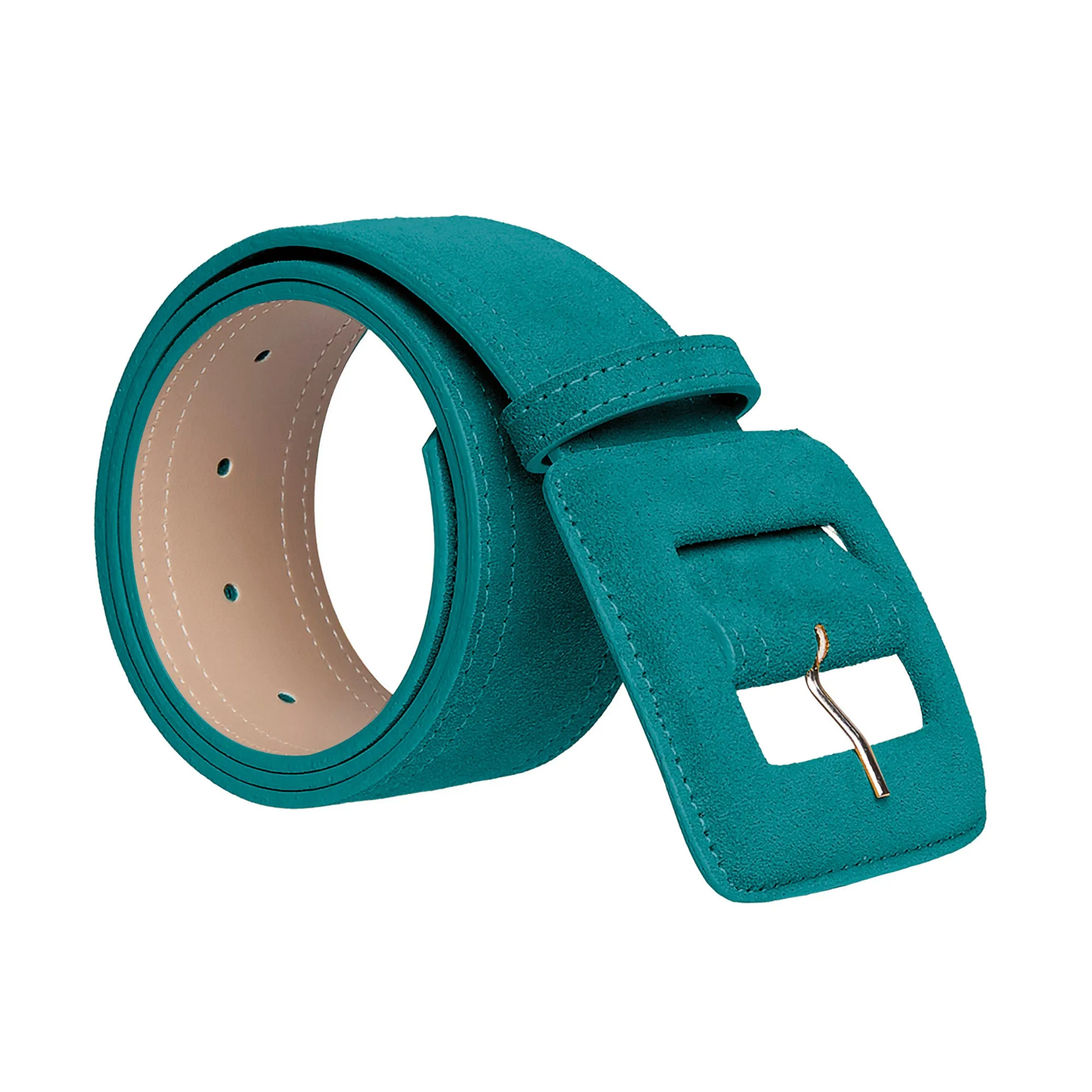 Suede Square Buckle Belt - Teal