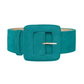 Suede Square Buckle Belt - Teal