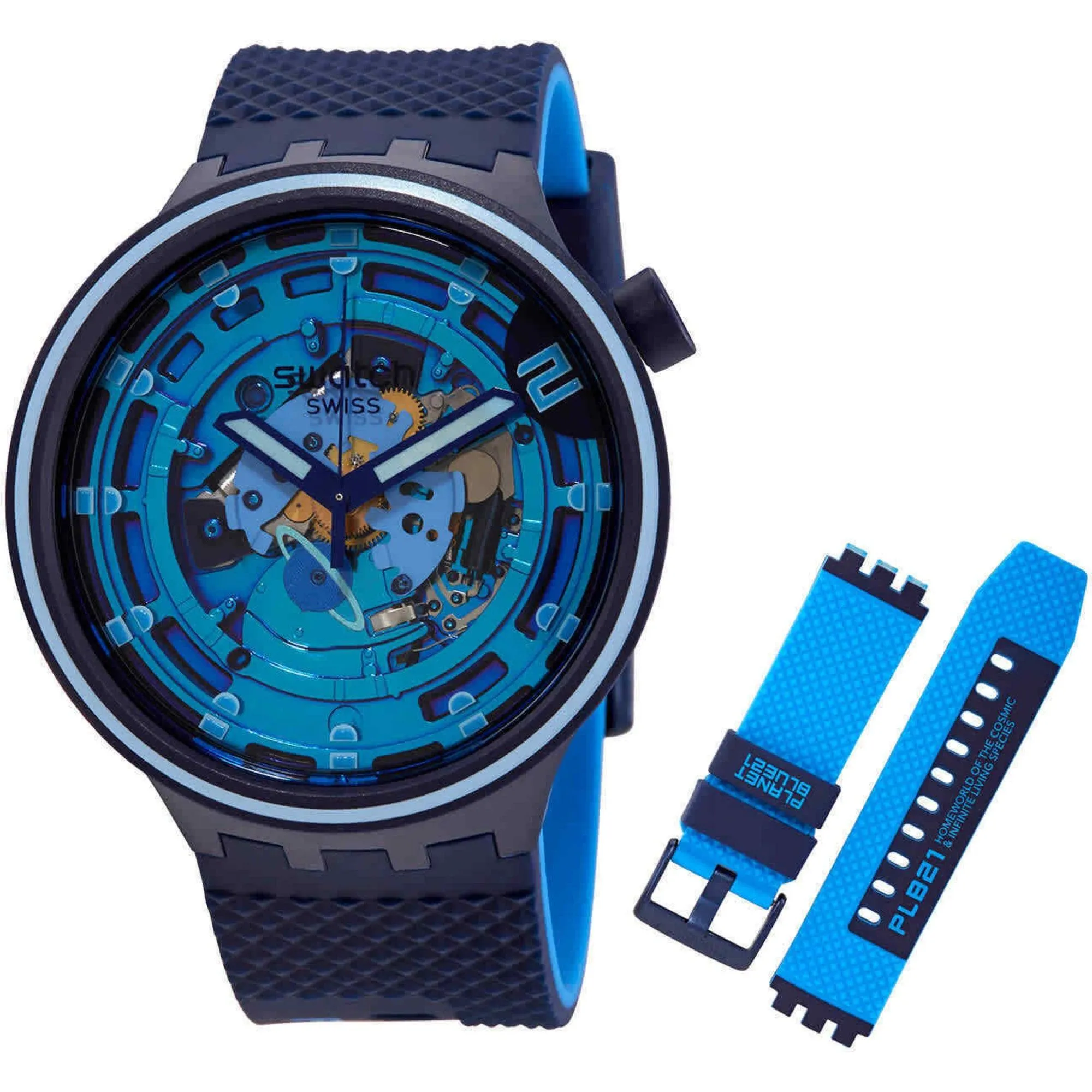 Swatch Unisex Watch - Big Bold Planets Second Home Quartz Skeleton Dial | SB01N101
