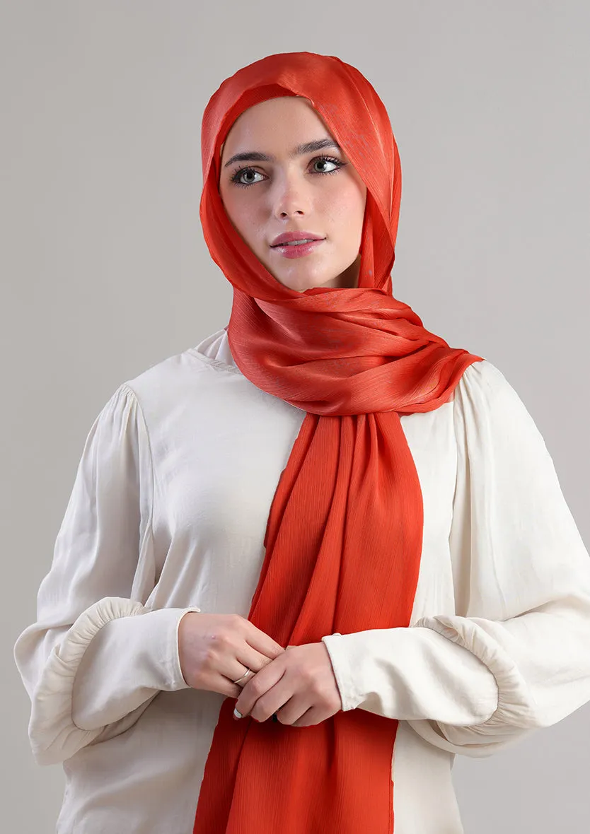 Terracotta Satin Crinkled - Instant Hijab with Inner