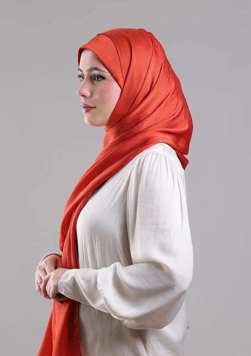 Terracotta Satin Crinkled - Instant Hijab with Inner