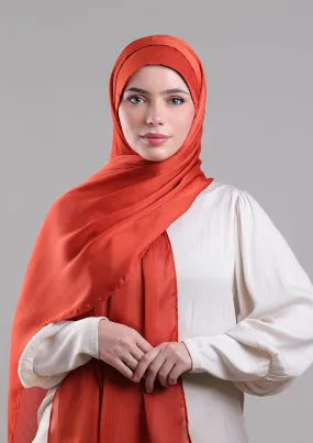 Terracotta Satin Crinkled - Instant Hijab with Inner