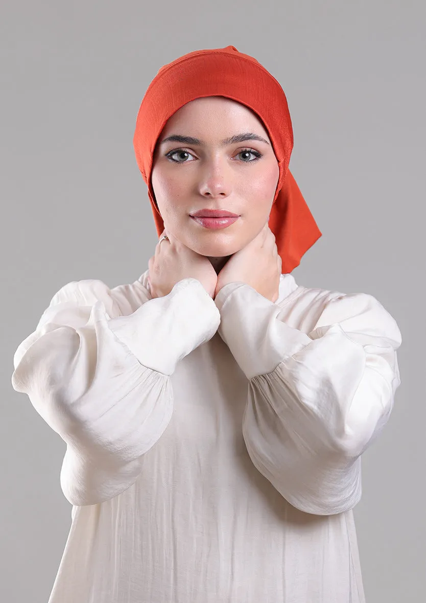 Terracotta Satin Crinkled - Instant Hijab with Inner