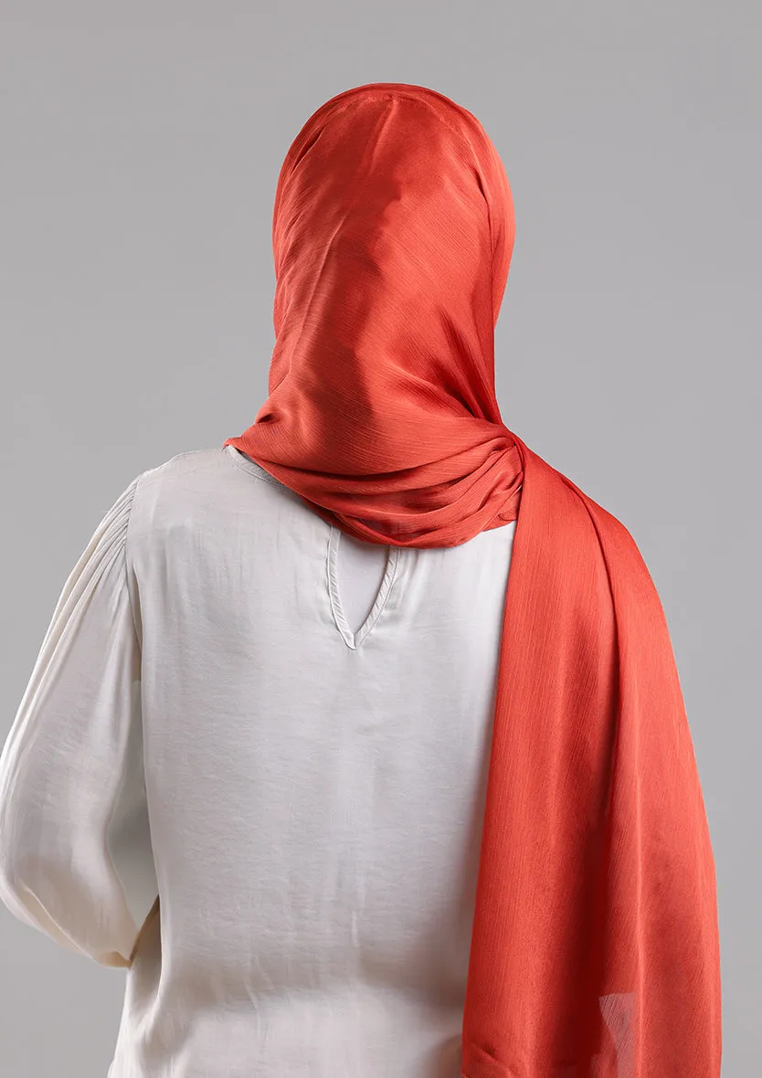 Terracotta Satin Crinkled - Instant Hijab with Inner