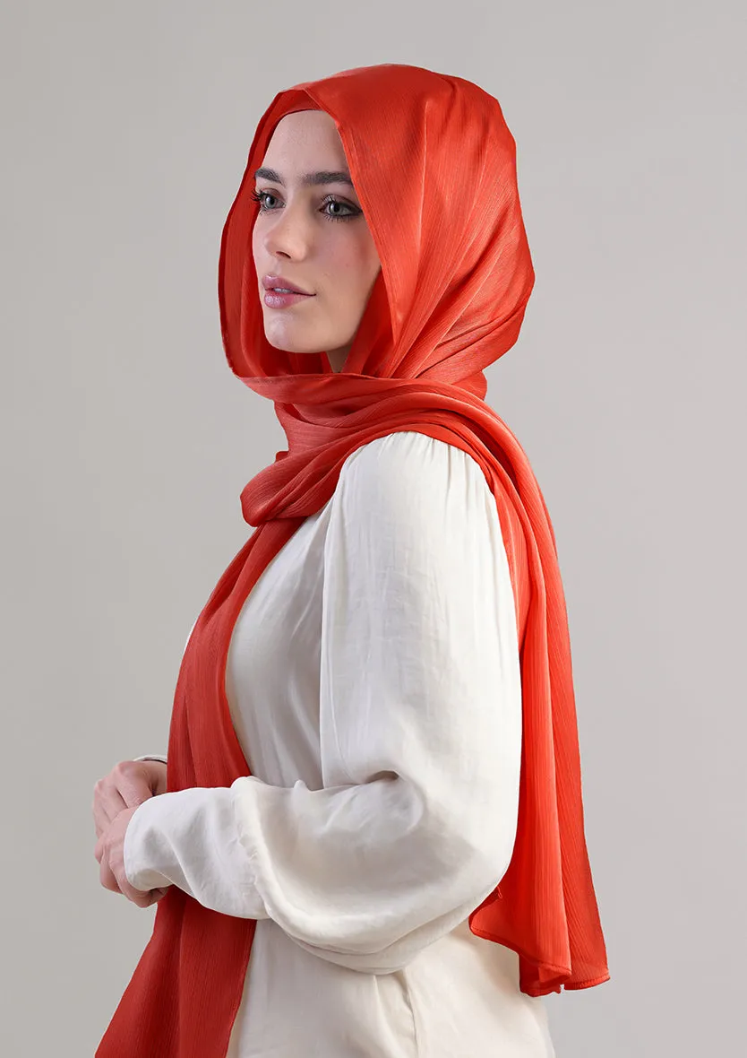 Terracotta Satin Crinkled - Instant Hijab with Inner