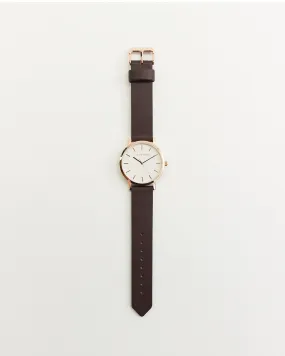 The Mini Original: Rose Gold Case / White Dial / Deep Plum Leather