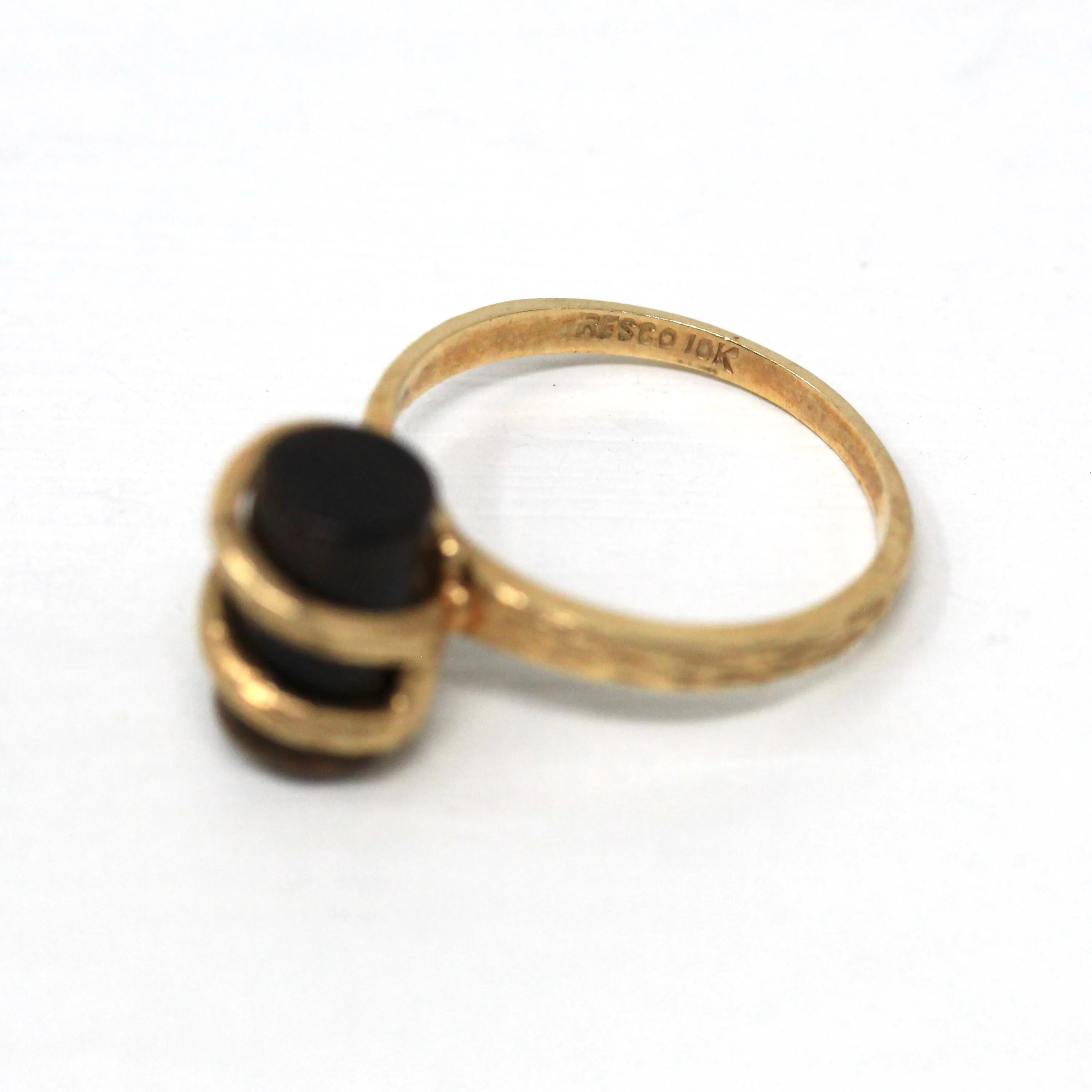 Tiger's Eye Ring - Retro 10k Yellow Gold Brown Gemstone Statement - Vintage Circa 1970s New Old Stock Size 5 3/4 Fine Unique Jewelry