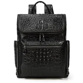 Top Layer Cowhide Backpack - Medium 20-35L Capacity, Elegant Black Design