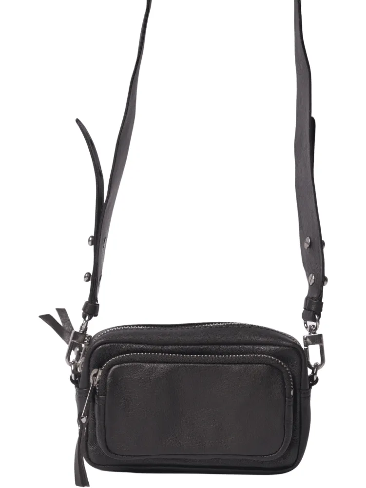 Topshop Women's Small Black Leather Crossbody Bag
