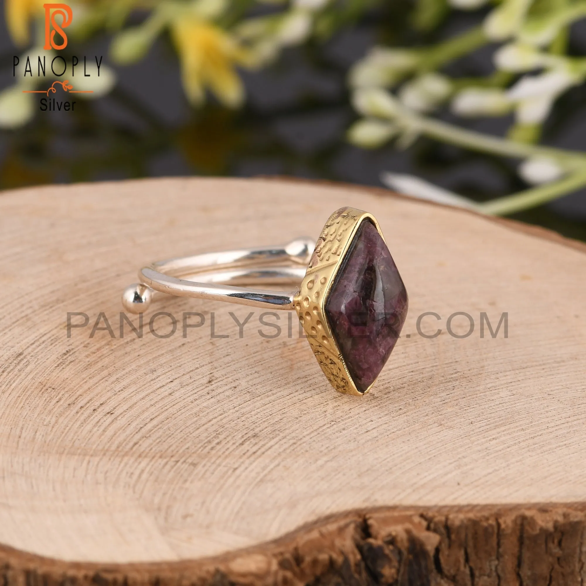 Tourmaline Quartz Diamond 925 Silver Vintage Ring