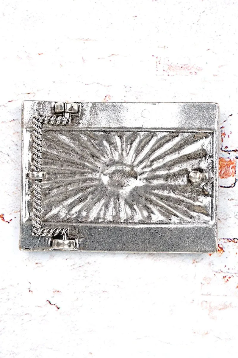 Turquoise Silvertone Belt Buckle
