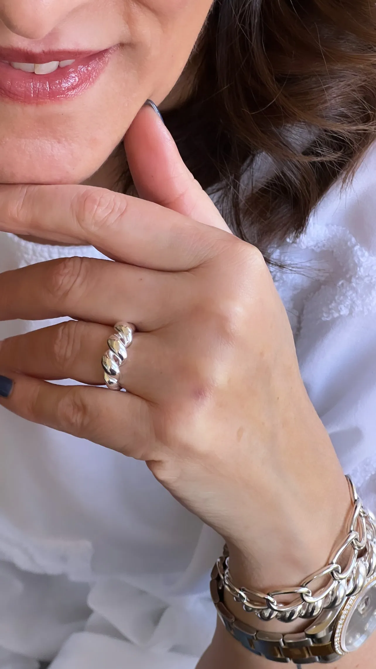 Twist Rope Sterling Silver Adjustable Ring
