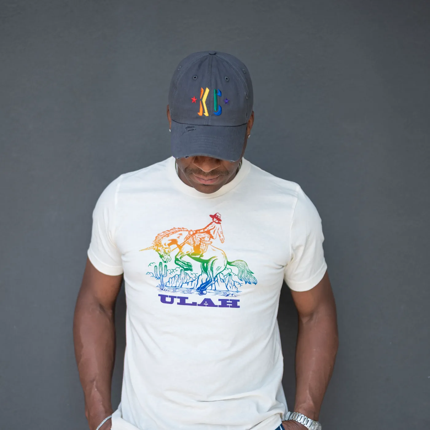 ULAH / SANDLOT - KC Pride Dad Hat - Destroyed Charcoal