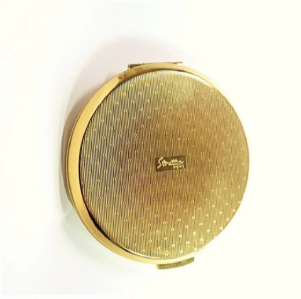 Unused Vintage 1980s Refillable Stratton Makeup Compact For Max Factor Creme Puff And Rimmel Natural Bronzer Gold Plated