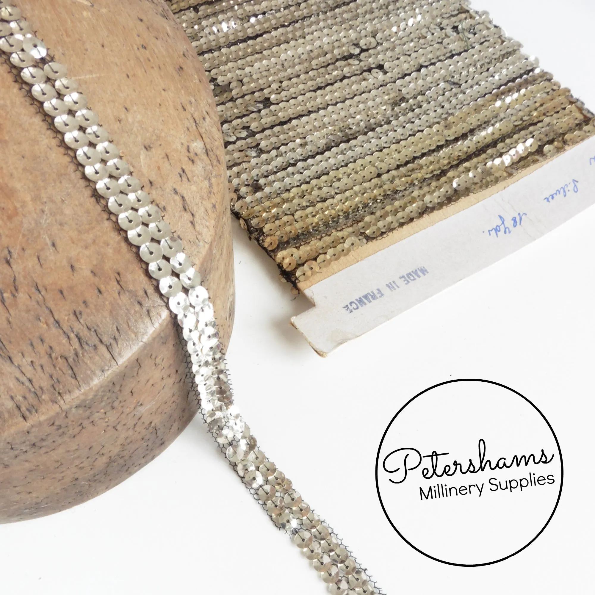 Vintage 1930s/40s French Sequin 2 Row Mesh Trim - 1m